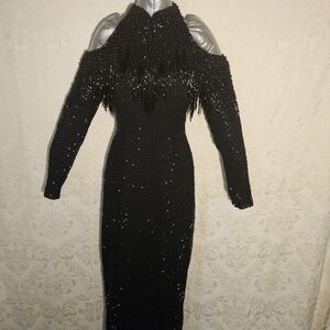 Elegant Black Beaded Dress